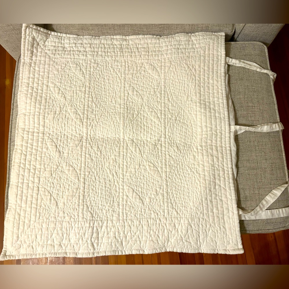 2 Pottery Barn Linen Blend Quilted Euro Sham White 26” x 26”